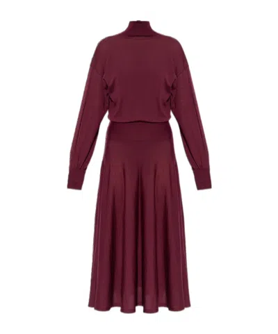 Alaïa High-necked Long-sleeved Dress In Red
