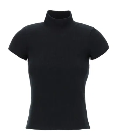 Alaïa High-necked Short-sleeved T-shirt In Black