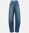 Alaïa Mid-rise Wide-leg Barrel Jeans In Blue