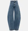 Alaïa High-rise Barrel-leg Jeans In Blau