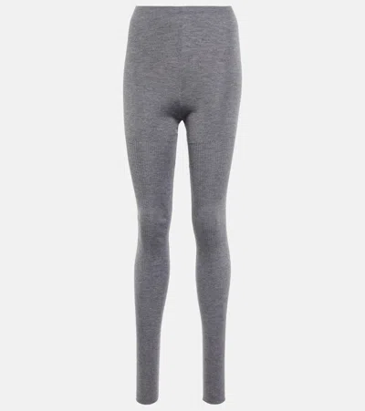 Alaïa High-rise Cashmere And Silk Leggings In Grey