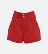 Alaïa High-rise Cotton Shorts In Red