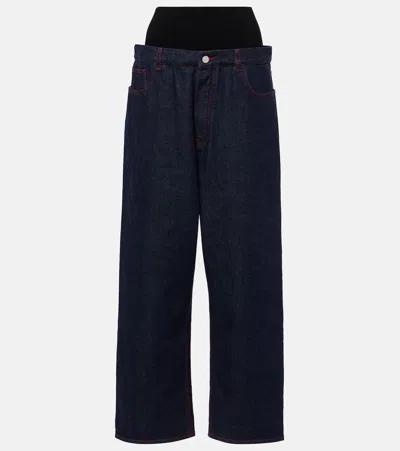 Alaïa High-rise Wide-leg Jeans In Blue