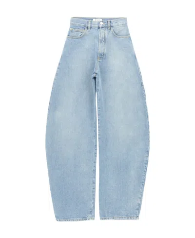 Alaïa High Waist Denim Trousers In Blue