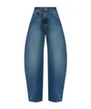 Alaïa High-waisted Denim Trousers Faded Wash In Blue