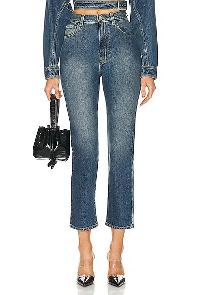 Alaïa High Waist Straight Leg In Bleu Vintage