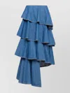 Alaïa High Waist Tiered Ruffled Denim Skirt In Blue