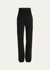 Alaïa High Waisted Knit Trousers In Noir Alaia