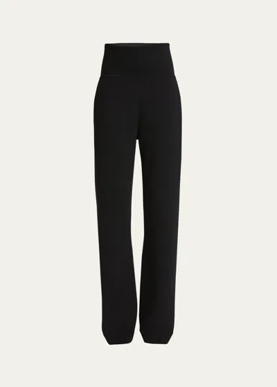 Alaïa High Waisted Knit Trousers In Noir Alaia