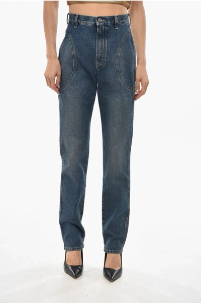 Alaïa High-waisted Slim Fit Denims 16cm In Blue
