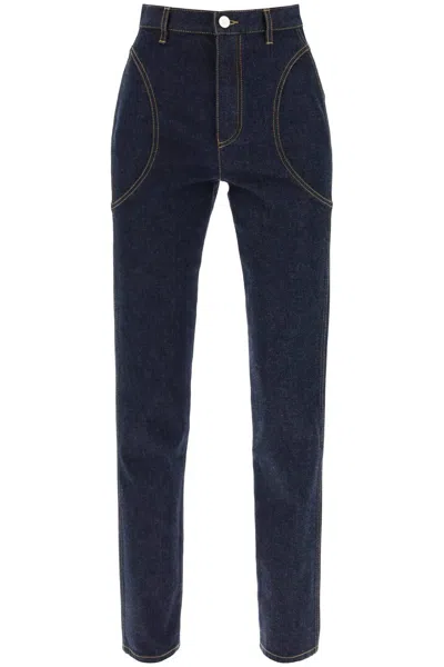 Alaïa High-waisted Slim Fit Jeans In Blue