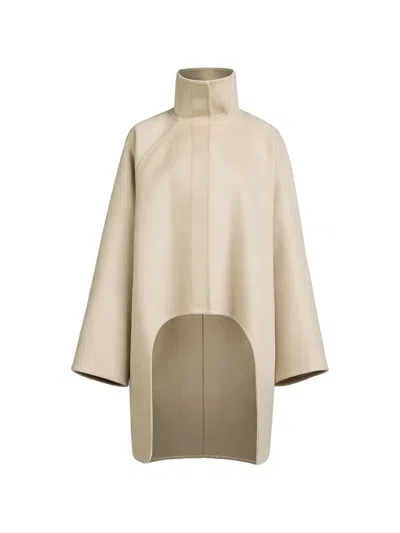 Alaïa Alaia High-low Hem High-neck Coat In Neutral