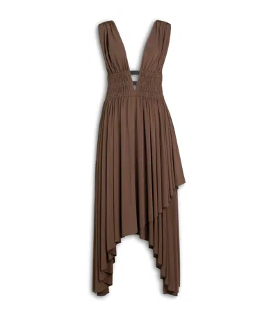 Alaïa High-low Midi Dress In Brown