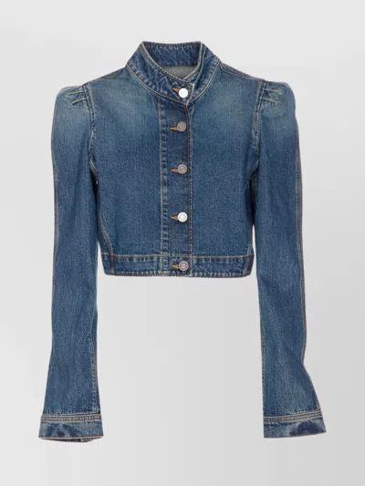Alaïa Alaia Blue Washed Denim High-neck Jacket Women