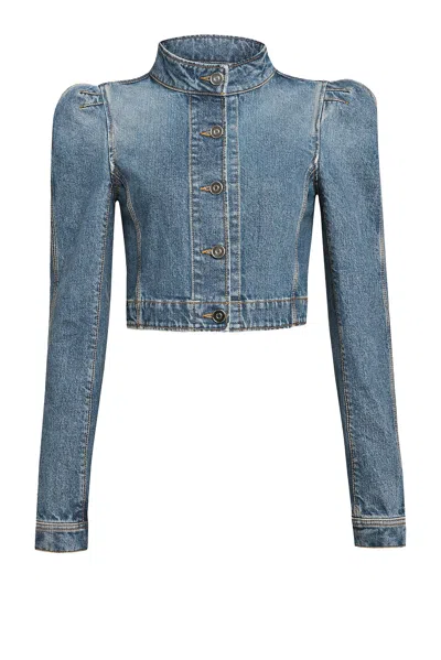 Alaïa Alaia Blue Washed Denim High-neck Jacket Women