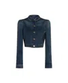 Alaïa Alaia Blue Washed Denim High-neck Jacket Women In Blue