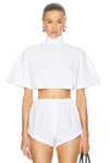 Alaïa Alaia Womens Blanc Relaxed-fit Cropped Cotton-jersey T-shirt In Blanc