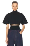 Alaïa Cropped Cotton-jersey Turtleneck T-shirt In Black