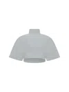 Alaïa Cropped Top Buttoned High Collar In Blanc