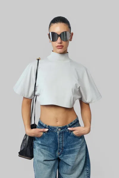 Alaïa Highneck Tshirt Cotton Jersey In Grey