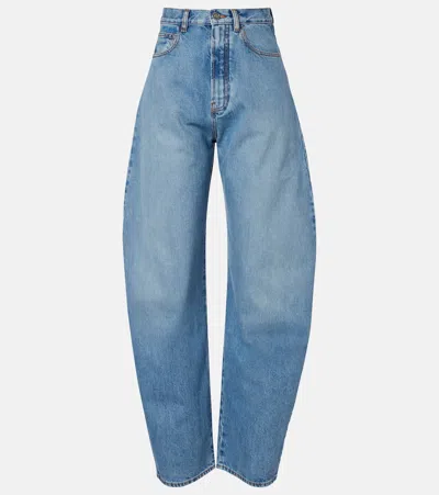 Alaïa High-rise Barrel-leg Jeans In Blue