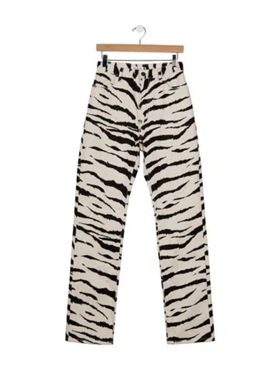 Pre-owned Alaïa High-rise Straight Leg Jeans In Neutrals