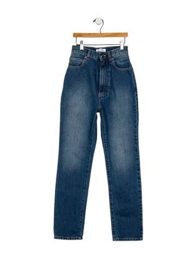 Pre-owned Alaïa High-rise Straight Leg Jeans In White