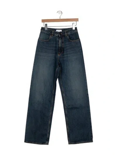 Pre-owned Alaïa High-rise Wide Leg Jeans In Blue