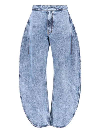 Alaïa High-waisted Mini Leg Jeans With Slit In Blue