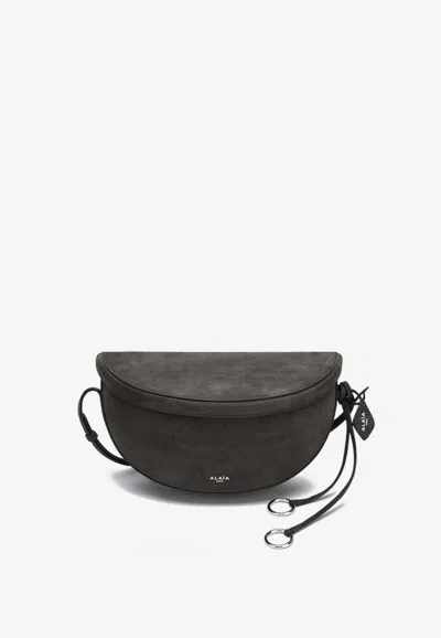 Alaïa Hip East-west Leather Belt Bag In Gray