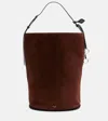 Alaïa Hip Large Leather-trimmed Suede Bucket Bag In Brown