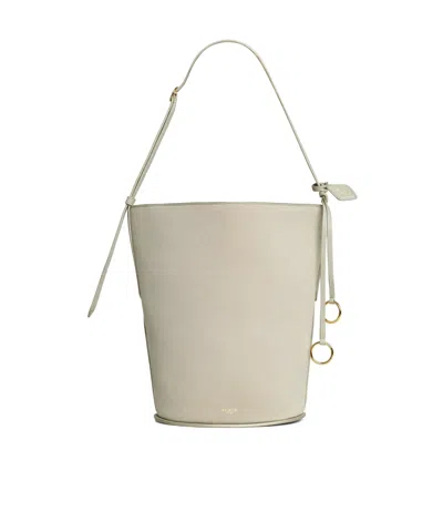 Alaïa Hip Small Bucket Bi-material Bag In Leather In Gray