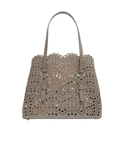 Alaïa Hollowed-out Design Shoulder Bag In Grey