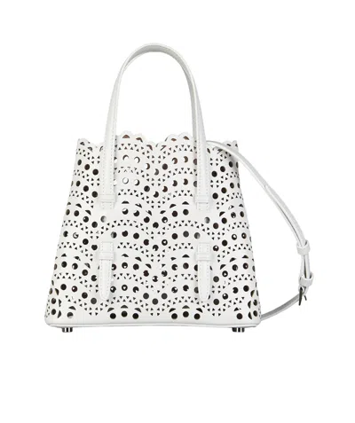 Alaïa Hollowed-out Shoulder Bag In White