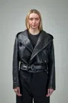 Alaïa Leather Bomber Jacket In Black