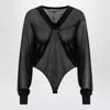 Alaïa Alaia  Hooded Black Bodysuit In Fine Knit In Black