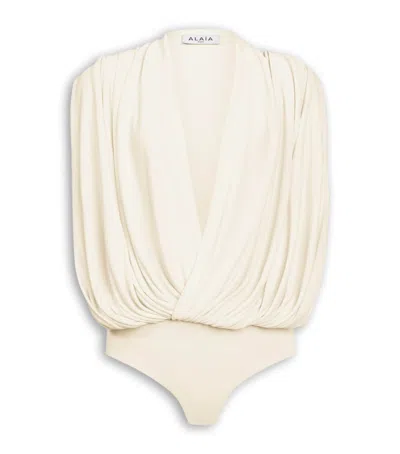 Alaïa Hooded Bodysuit In White