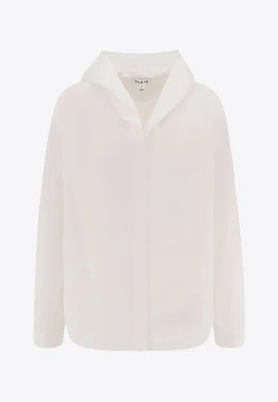 Alaïa Hooded Buttoned Shirt In White