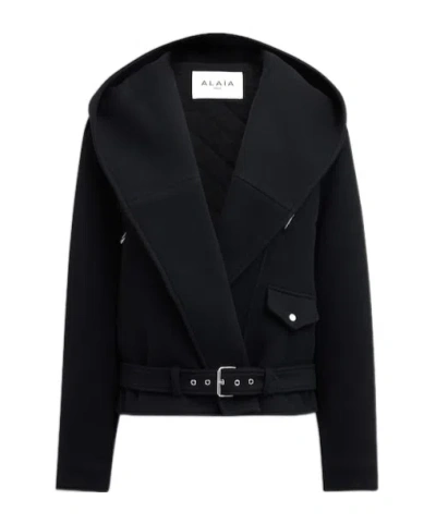 Alaïa Hooded Casual Jacket In Black