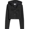 Alaïa Cropped Wraparound Cotton Hoodie In Noir Alaia