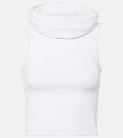 Alaïa Hooded Crop Top In White