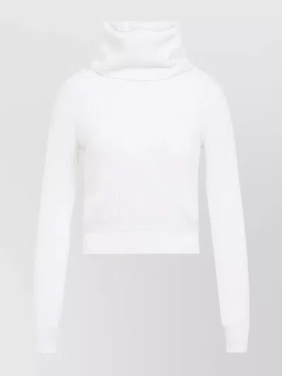 Alaïa Hooded Cropped Long Sleeves Top In White