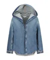 Alaïa Hooded Denim Top In Blue