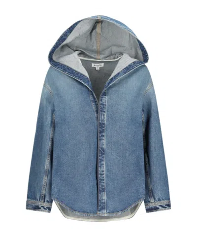 ALAÏA HOODED DENIM COAT