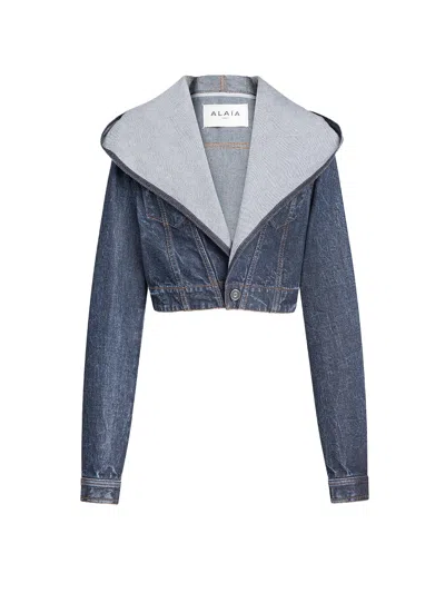 Alaïa Alaia Women Hooded Denim Jacket In Multi
