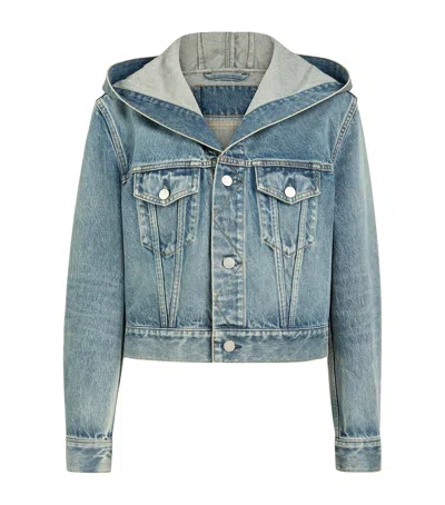 Alaïa Hooded Denim Jacket In Blue