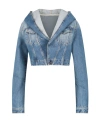 Alaïa Hooded Denim Jacket With Cinched Waist In Blue