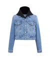 Alaïa Alaia Vintage Denim Jacket With Knitted Hood In Blue