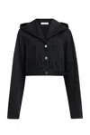Alaïa Cropped Wraparound Cotton Hoodie In Noir