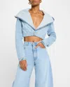 Alaïa Alaia Women Hooded Denim Jacket In Bleu Clair